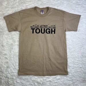 Union Made Military Tough Rebels Beige T-Shirt Size Large Made‎ In USA
